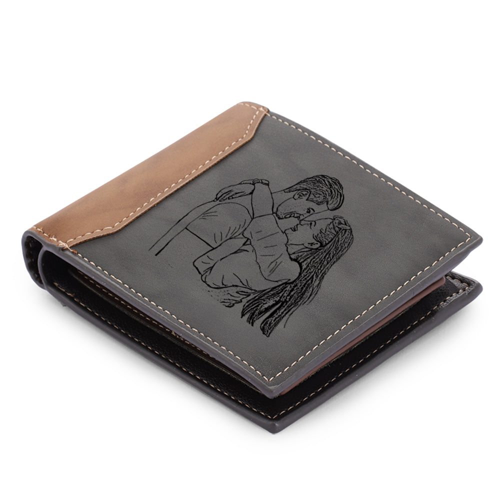 Men's custom photo wallet, gray, personalized gifts