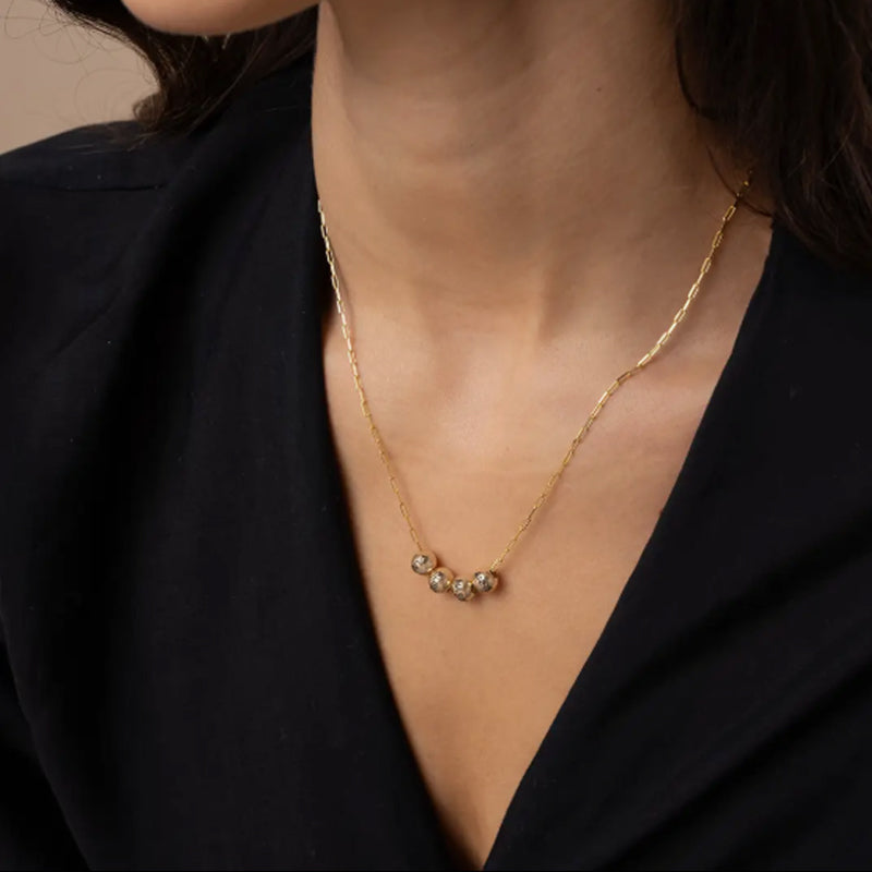 Customized Three-Color Engraved Bead Necklace