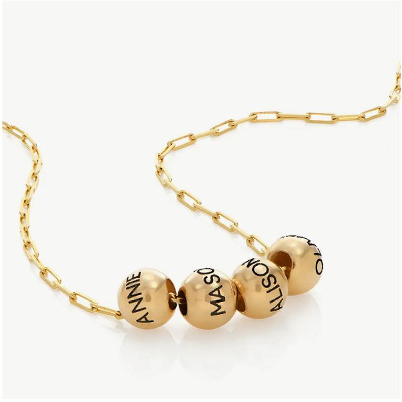 Customized Three-Color Engraved Bead Necklace