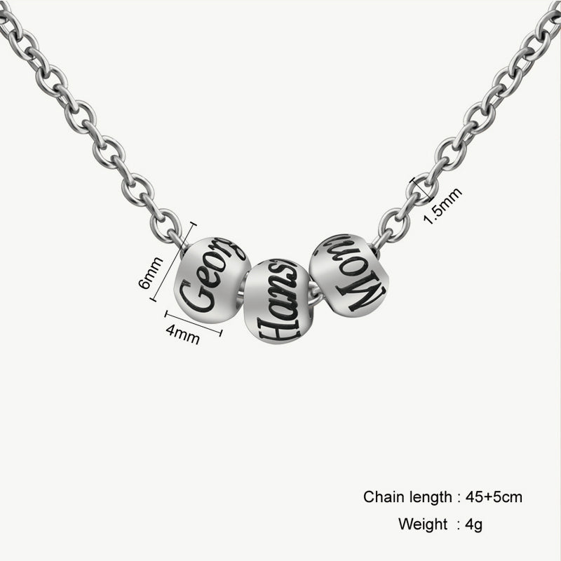 Customized Three-Color Engraved Bead Necklace