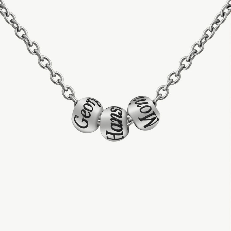 Customized Three-Color Engraved Bead Necklace