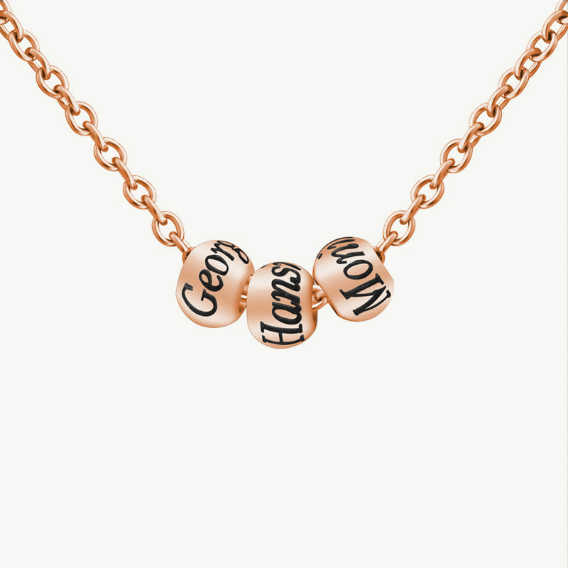 Customized Three-Color Engraved Bead Necklace