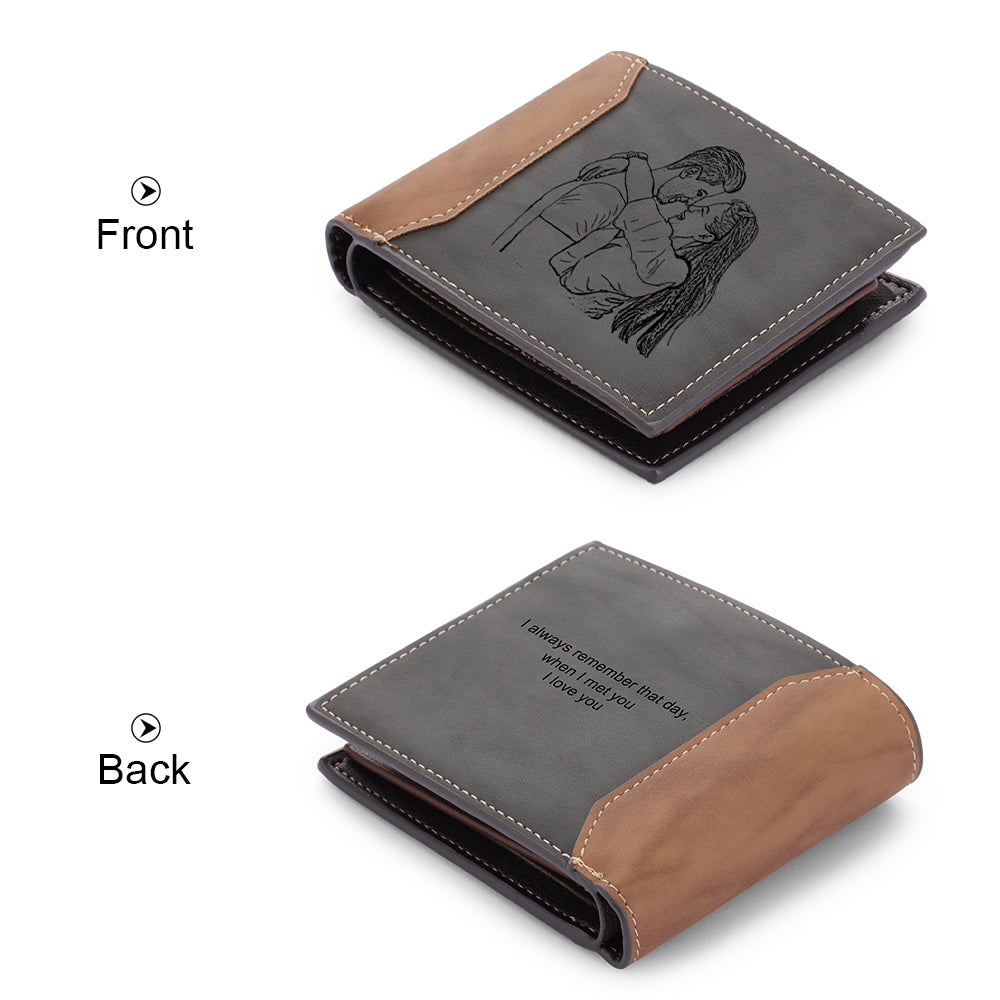 Men's custom photo wallet, gray, personalized gifts