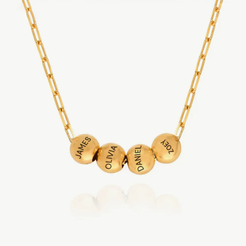Customized Three-Color Engraved Bead Necklace