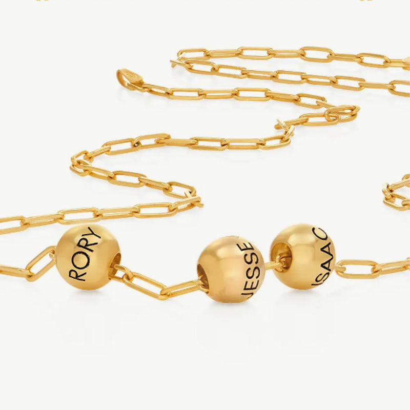 Customized Three-Color Engraved Bead Necklace