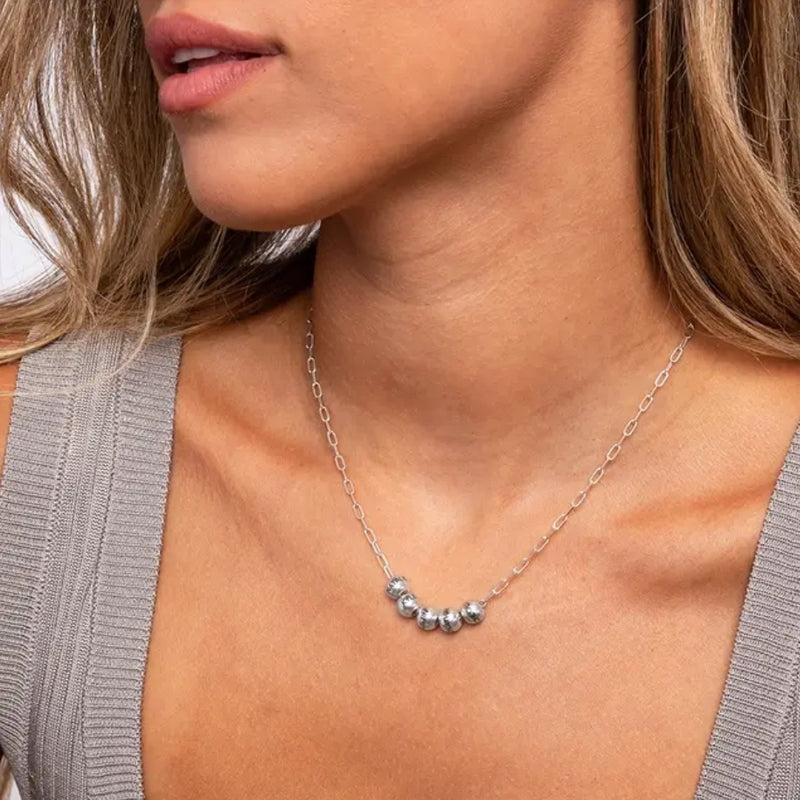 Customized Three-Color Engraved Bead Necklace