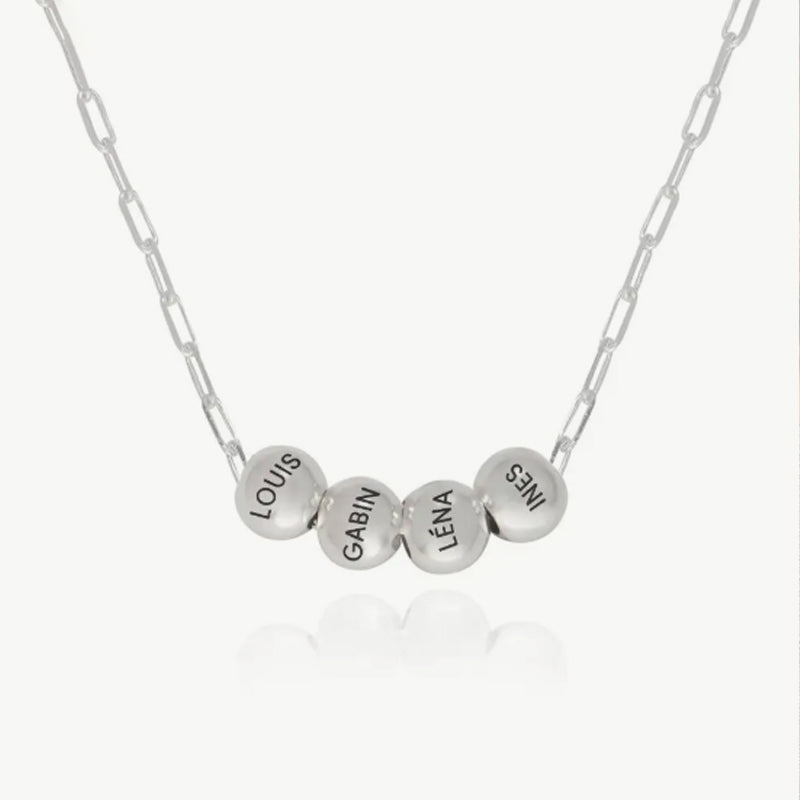 Customized Three-Color Engraved Bead Necklace
