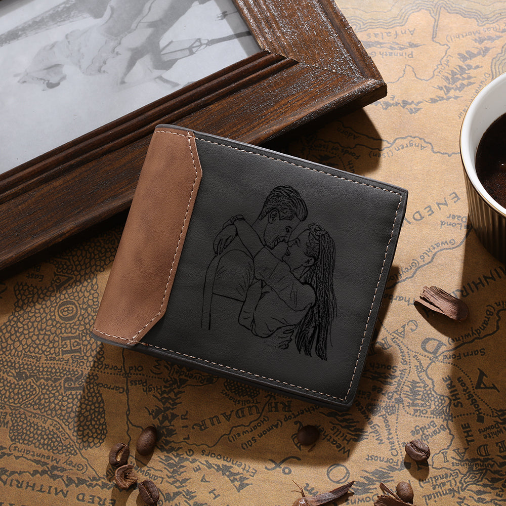 Men's custom photo wallet, gray, personalized gifts