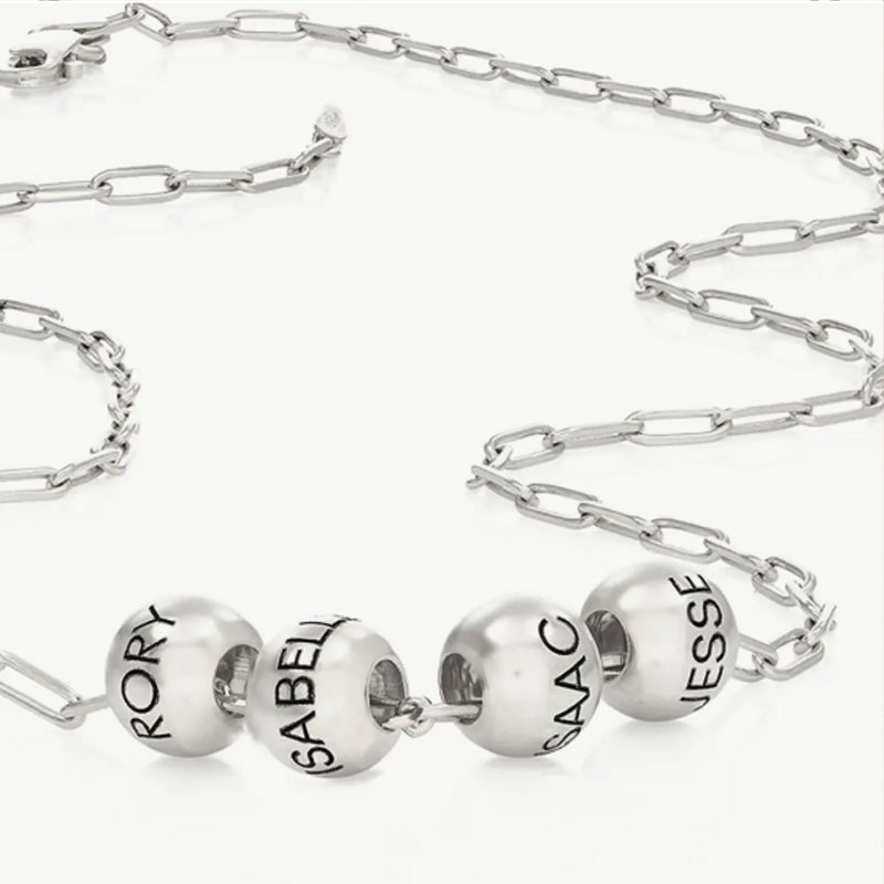 Customized Three-Color Engraved Bead Necklace