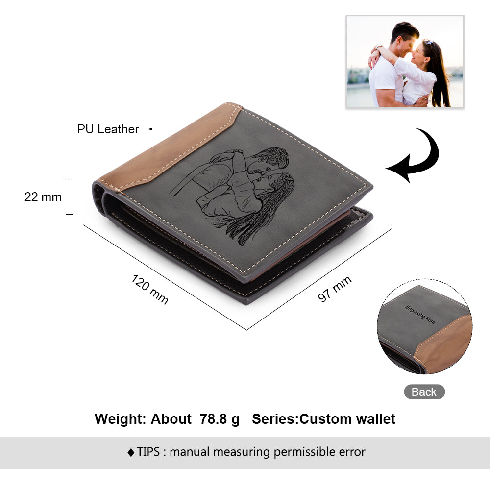Men's custom photo wallet, gray, personalized gifts