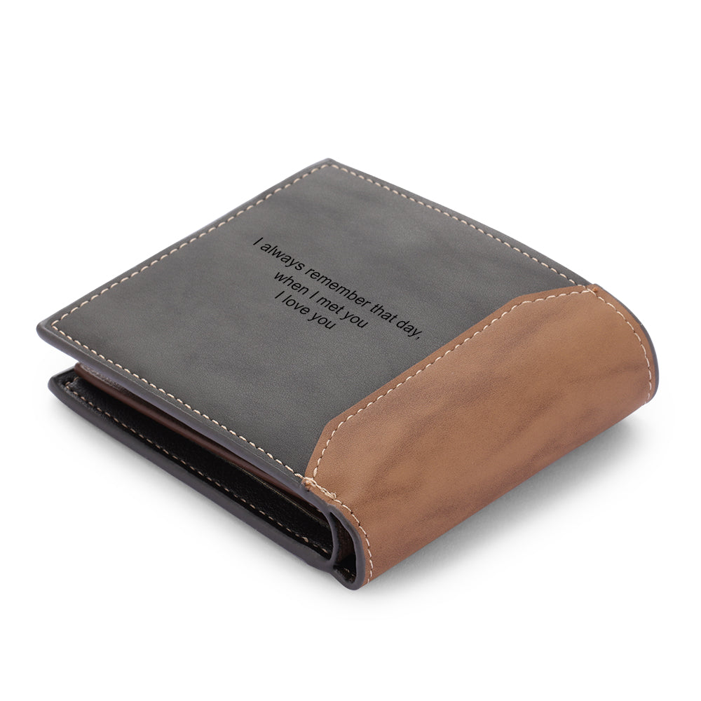 Men's custom photo wallet, gray, personalized gifts
