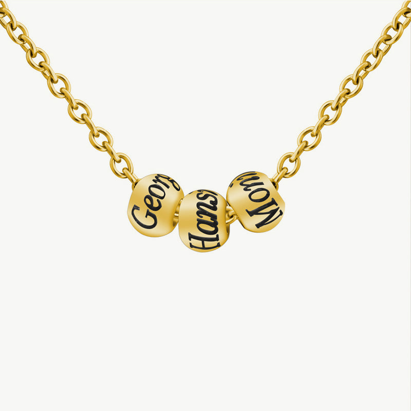 Customized Three-Color Engraved Bead Necklace